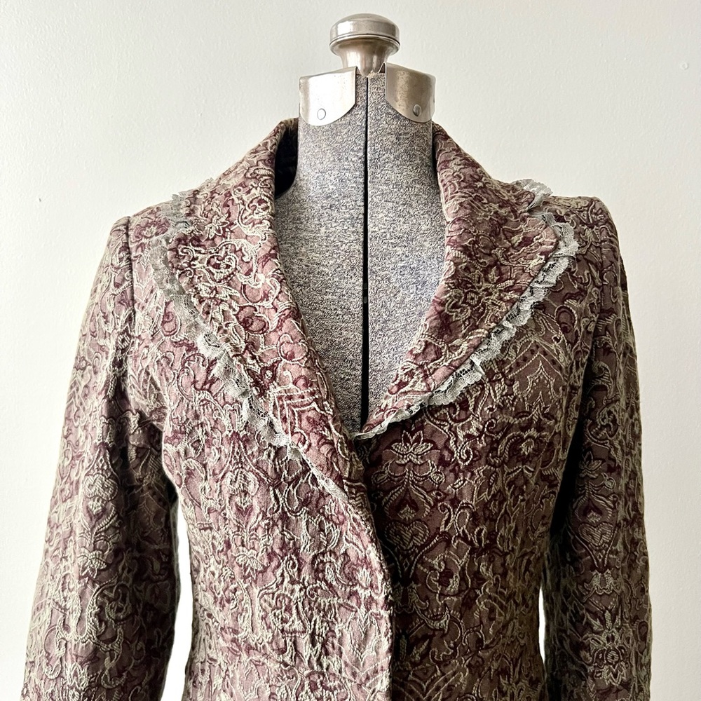 1980’s Papillon Vintage Grunge Steam Punk Laced Collared Jacket Coat Blazer